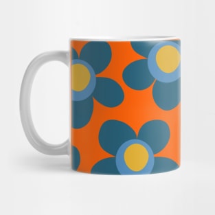 Maisie Flowers Cute Floral Pattern Orange Blue Mustard Mug